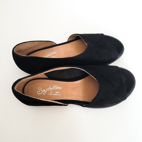 Seychelles black open toe flats Summer Shoes - Picture 10 of 12